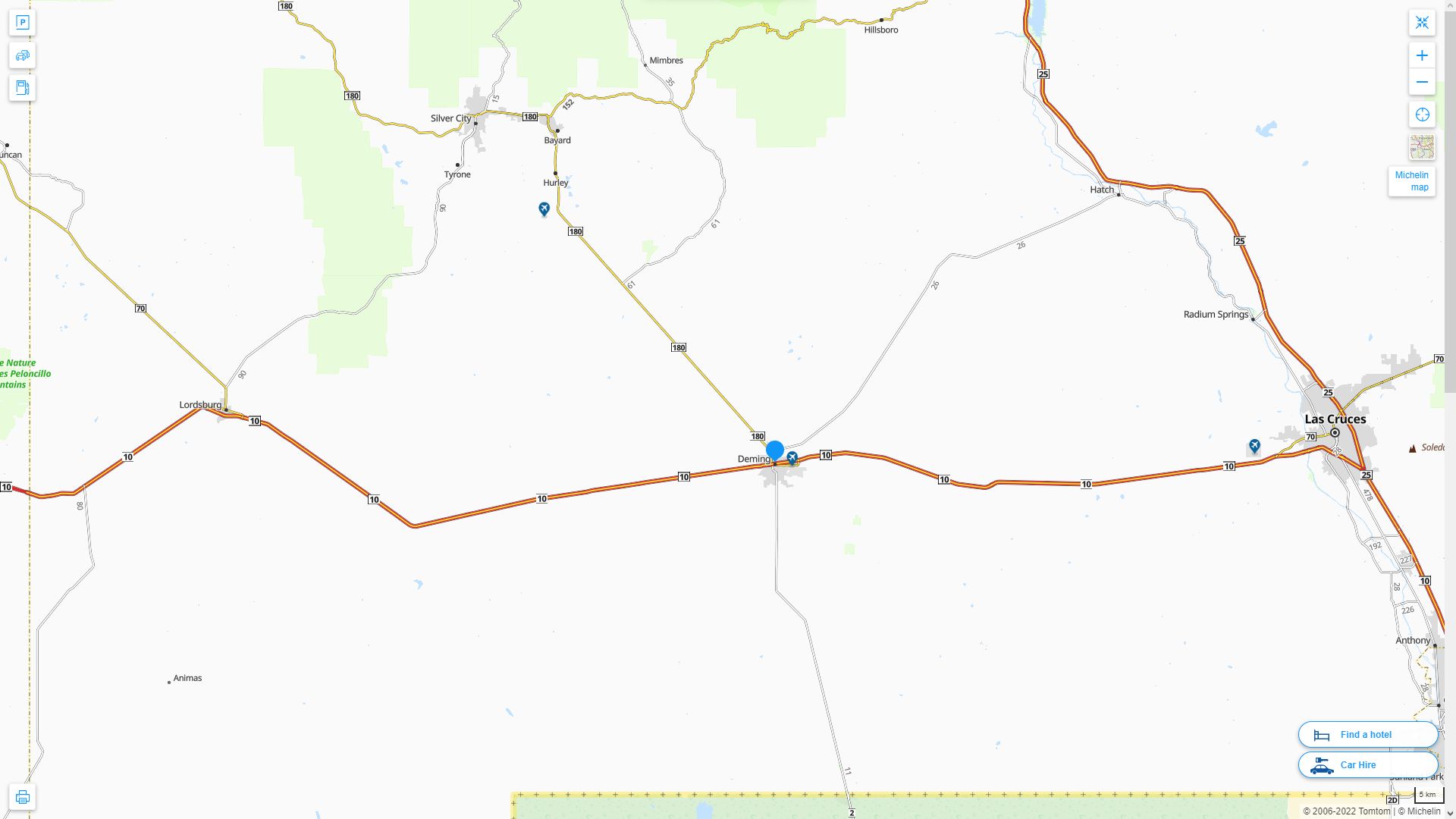 Deming New Mexico Highway and Road Map